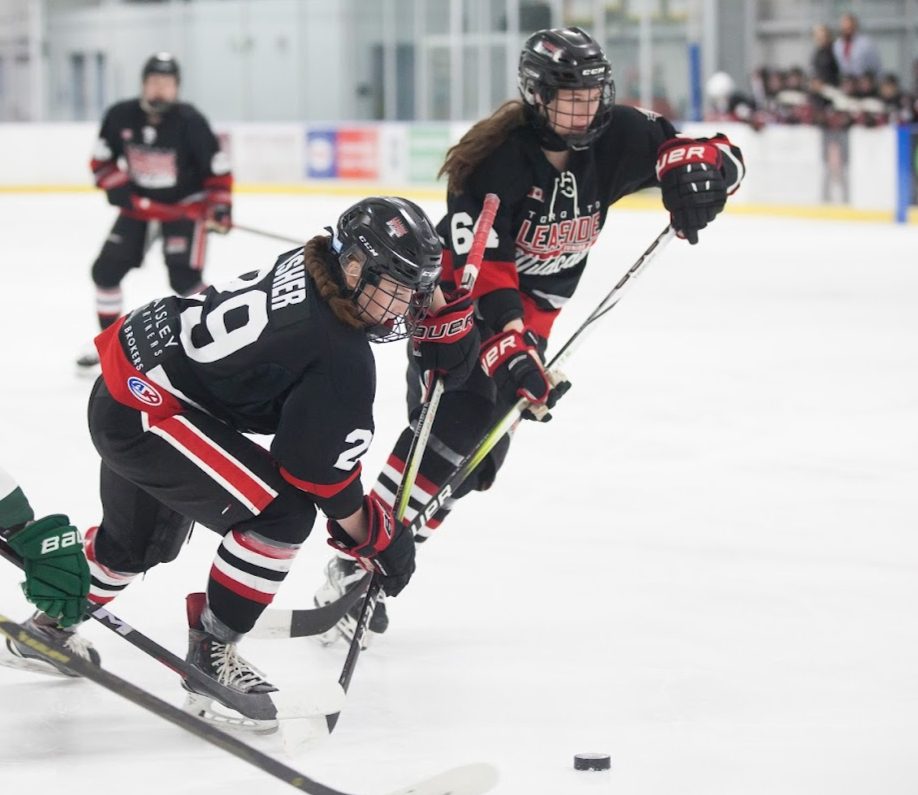 Leaside Wildcats player carrying the puck during game action